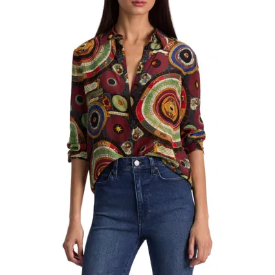 Alice And Olivia Hands Of Time Willa Placket Top In Multi