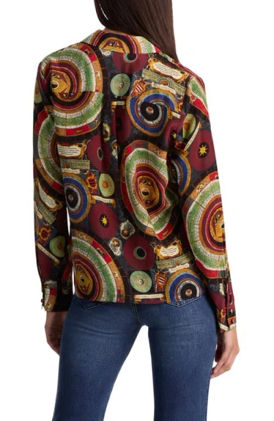 Alice And Olivia Hands Of Time Willa Placket Top In Multi