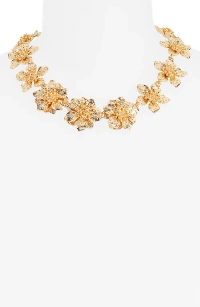 Kenneth Jay Lane Dogwood Flower 22kt Gold-plated Necklace In Gold