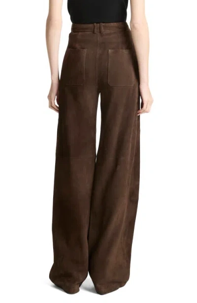 Vince Mid Rise Suede Trousers In Brown