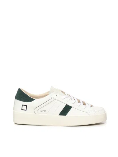 Date Hill Low Sneakers In White And Green Leather In White