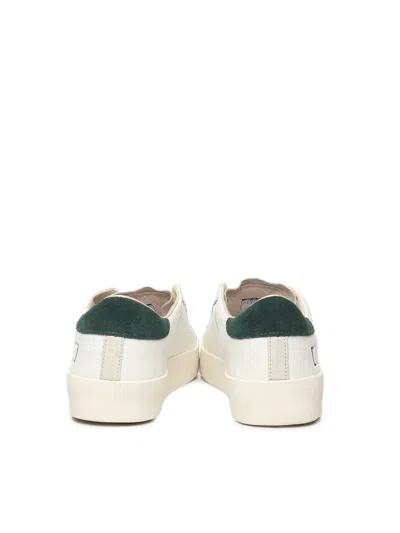 Date Hill Low Sneakers In White And Green Leather In White