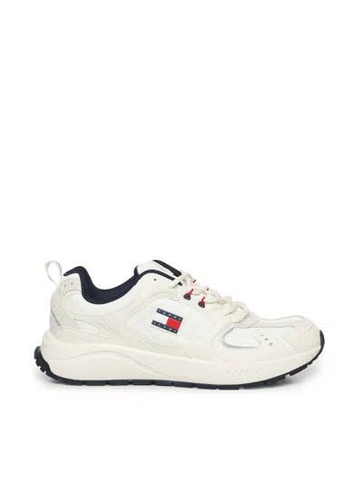 Tommy Hilfiger Sneakers With A Mix Of Textures And Logo In Multi