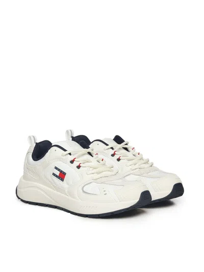 Tommy Hilfiger Sneakers With A Mix Of Textures And Logo In Multi