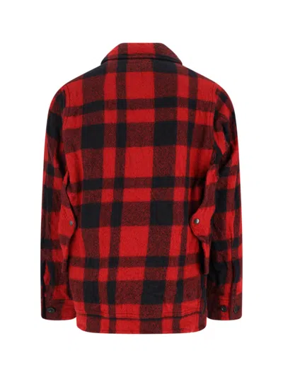 Junya Watanabe Checked Press-stud Shirt Jacket In Red