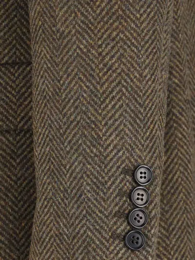 Sunflower Herringbone Double-breasted Coat In Brown