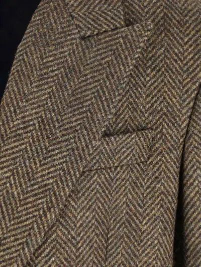 Sunflower Herringbone Double-breasted Coat In Brown
