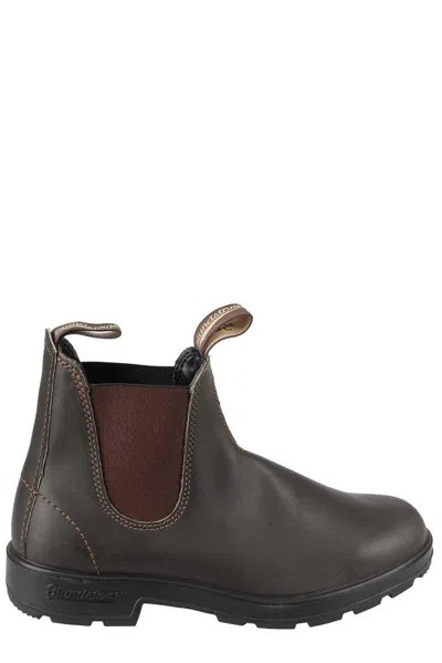 Blundstone Ankle-high Rustic Brown Leather Boots With Elastic Side Straps In Animal Print