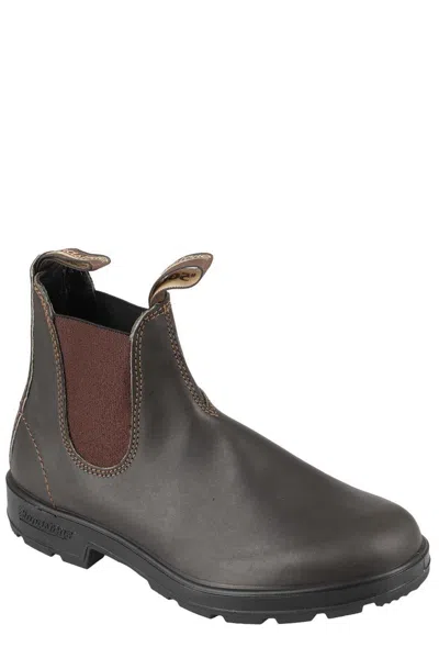 Blundstone Ankle-high Rustic Brown Leather Boots With Elastic Side Straps In Animal Print