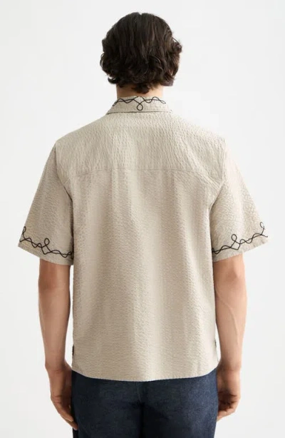 Scotch & Soda Men's Relaxed Fit Short Sleeve Embroidered Button-front Shirt In Neutral