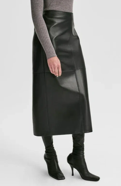 A.l.c A. L.c. Marta Leather Midi Skirt In Black