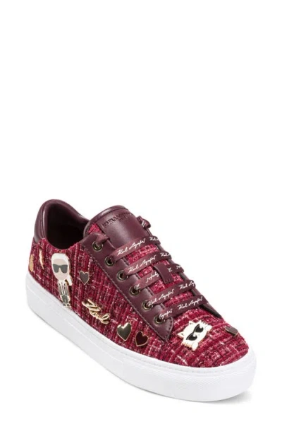 Karl Lagerfeld Cate Pins Sneaker In Burgundy