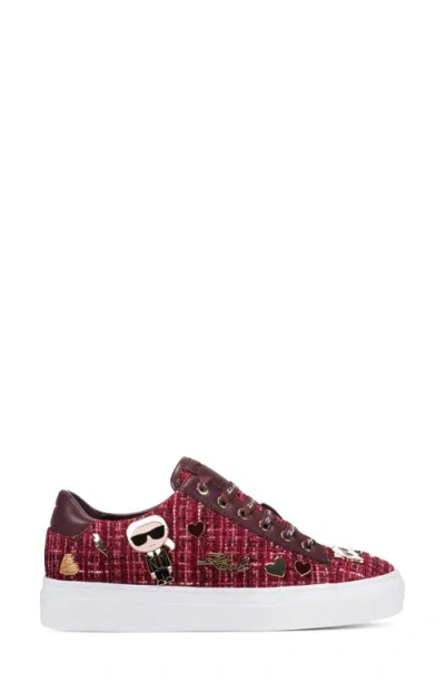 Karl Lagerfeld Cate Pins Sneaker In Burgundy