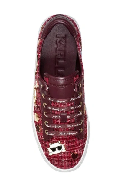 Karl Lagerfeld Cate Pins Sneaker In Burgundy
