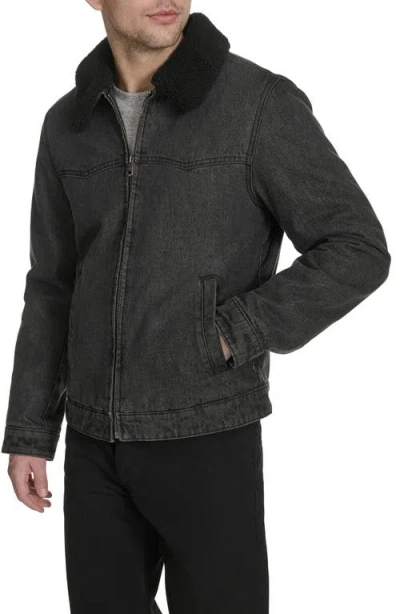 Levi's Men's Denim Western Sherpa Lined Collar Jacket In Black