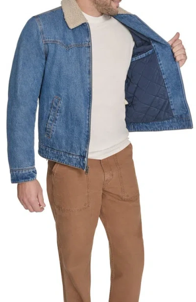 Levi's Men's Faux Shearling Collar Denim Jacket In Blue
