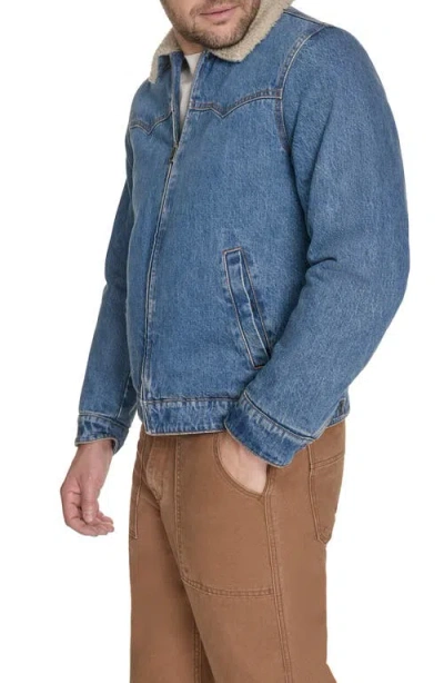 Levi's Men's Faux Shearling Collar Denim Jacket In Blue