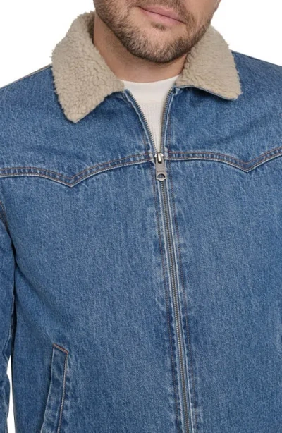 Levi's Men's Faux Shearling Collar Denim Jacket In Blue