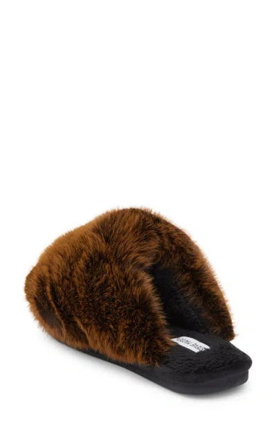 Steve Madden Poof Faux Fur Slipper In Animal Print