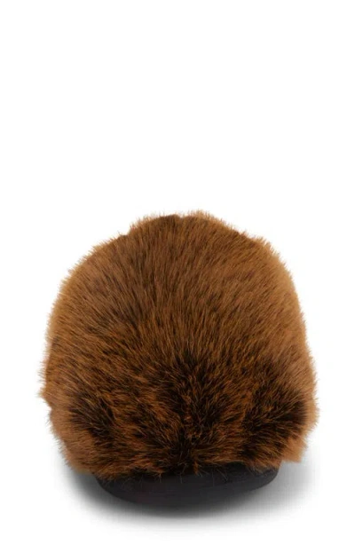 Steve Madden Poof Faux Fur Slipper In Animal Print
