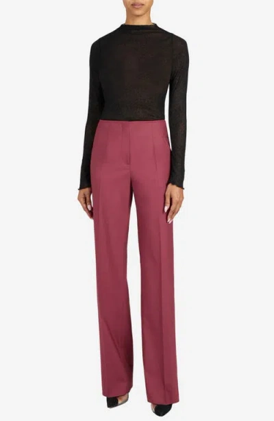 Santorelli Della Straight Leg Pants In Stretch Wool In Burgundy
