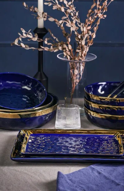 Stone Lain Florian Porcelain 2-piece Serving Rectangular Plate Set In Blue