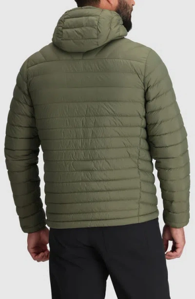 Outdoor Research Transcendent Hooded Down Puffer Jacket In Green