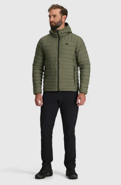 Outdoor Research Transcendent Hooded Down Puffer Jacket In Green