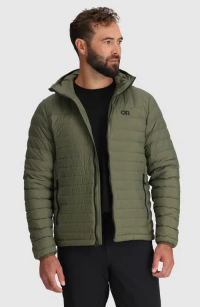Outdoor Research Transcendent Hooded Down Puffer Jacket In Green
