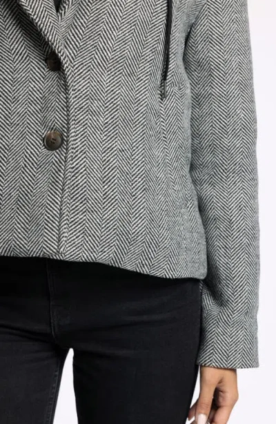 Thread & Supply Alejandra Herringbone Coat With Bib Hoodie In Gray