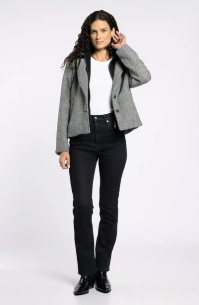 Thread & Supply Alejandra Herringbone Coat With Bib Hoodie In Gray