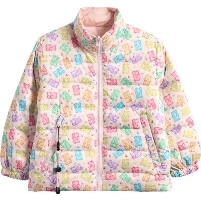 Calonie Kids' Blake Reversible Down Puffer Jacket In Pink
