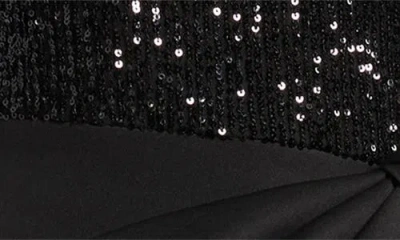 Eliza J Long Sleeved Boat Neck Combo Bow Mermaid Gown In Black