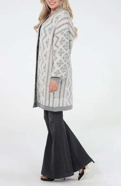 Rain And Rose Geo Pattern Coatigan In Gray