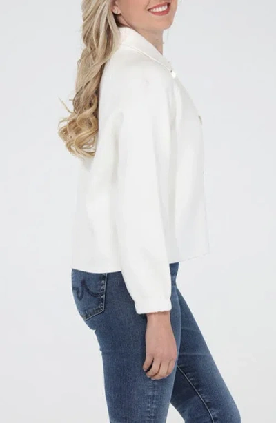 Rain And Rose Button Front Jacket In White