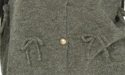 Rain And Rose Tiny Bow Cardigan In Gray