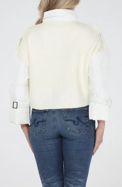 Rain And Rose Mixed Media Bomber Jacket In Neutral