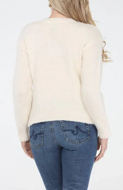 Rain And Rose Floral Embroidered Sweater In Neutral