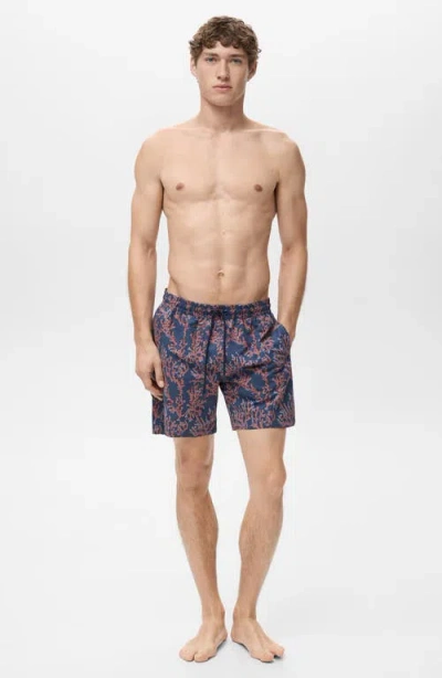 Mango Men's Coral Print Swimsuit In Multi