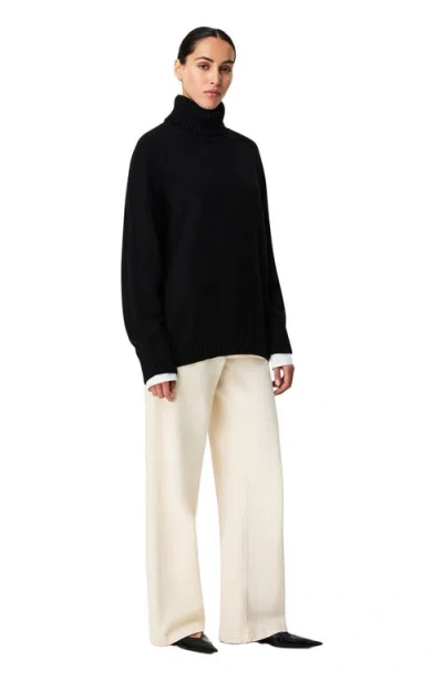 Another Tomorrow Oversized Luxe Turtleneck In Black
