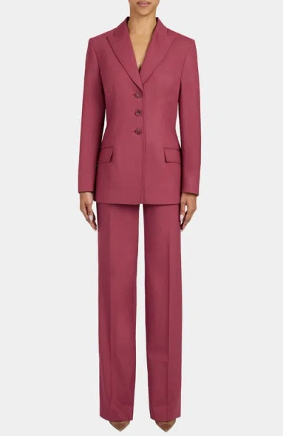 Santorelli Freya Three Button Jacket In Stretch Wool In Brown