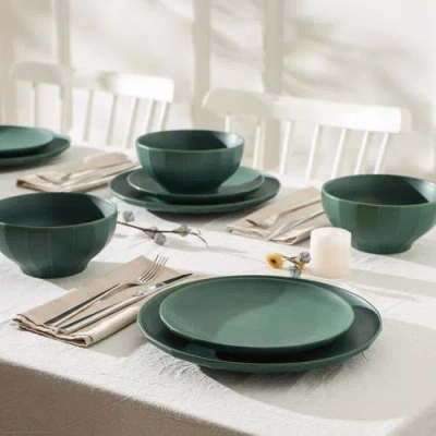 Stone Lain Rio Stoneware 4-piece Dinner Plate Set In Green