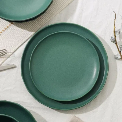 Stone Lain Rio Stoneware 4-piece Dinner Plate Set In Green
