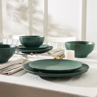 Stone Lain Rio Stoneware 4-piece Dinner Plate Set In Green