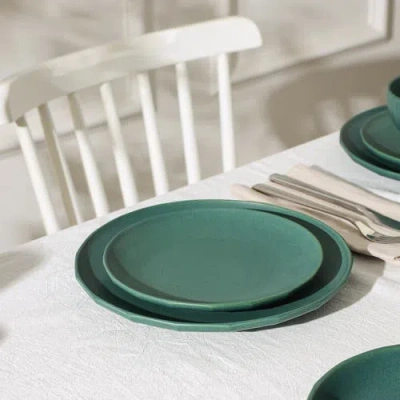 Stone Lain Rio Stoneware 4-piece Dinner Plate Set In Green
