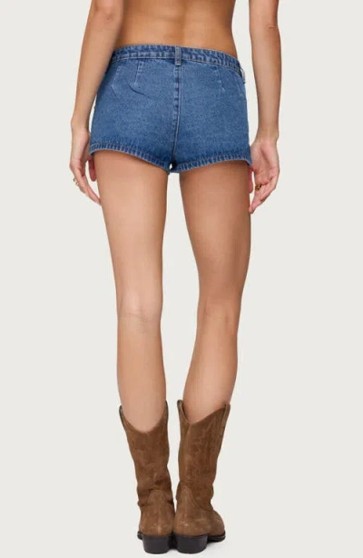 Edikted Grommet Stud Micro Shorts In Blue