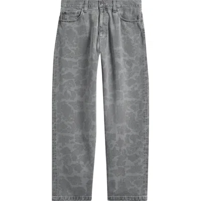Carhartt Work In Progress Duck Landon Camo Loose Tapered Organic Cotton Jeans In Gray