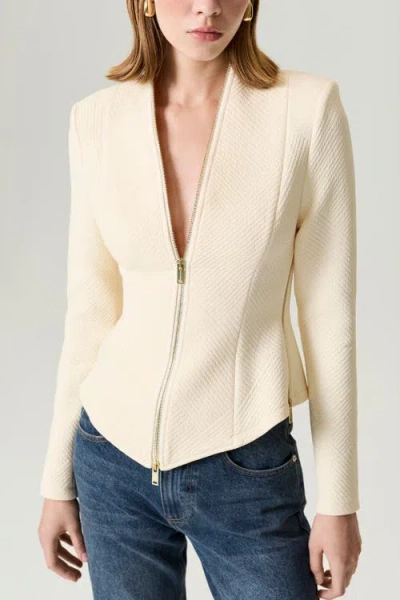 Nocturne Zipper Detailed Blouse In Neutral