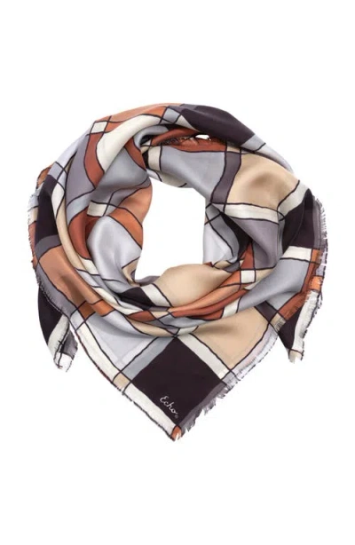 Echo Windowpane Square Silk Scarf In Brown