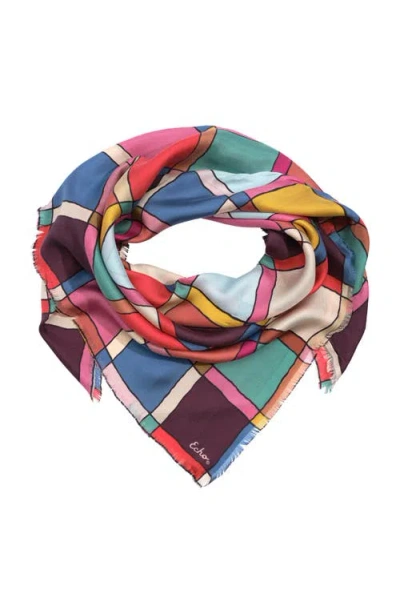 Echo Windowpane Silk Square In Multi